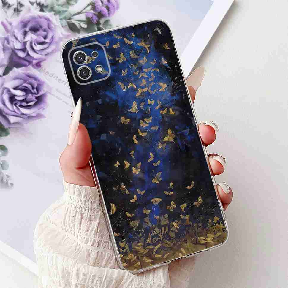 For Samsung Galaxy A22 5G Case SM-A226B Fashion Flower Bear Soft Silicone Cover For Samsung A22 A22 SM-A226BRN 6.6" Phone Casing