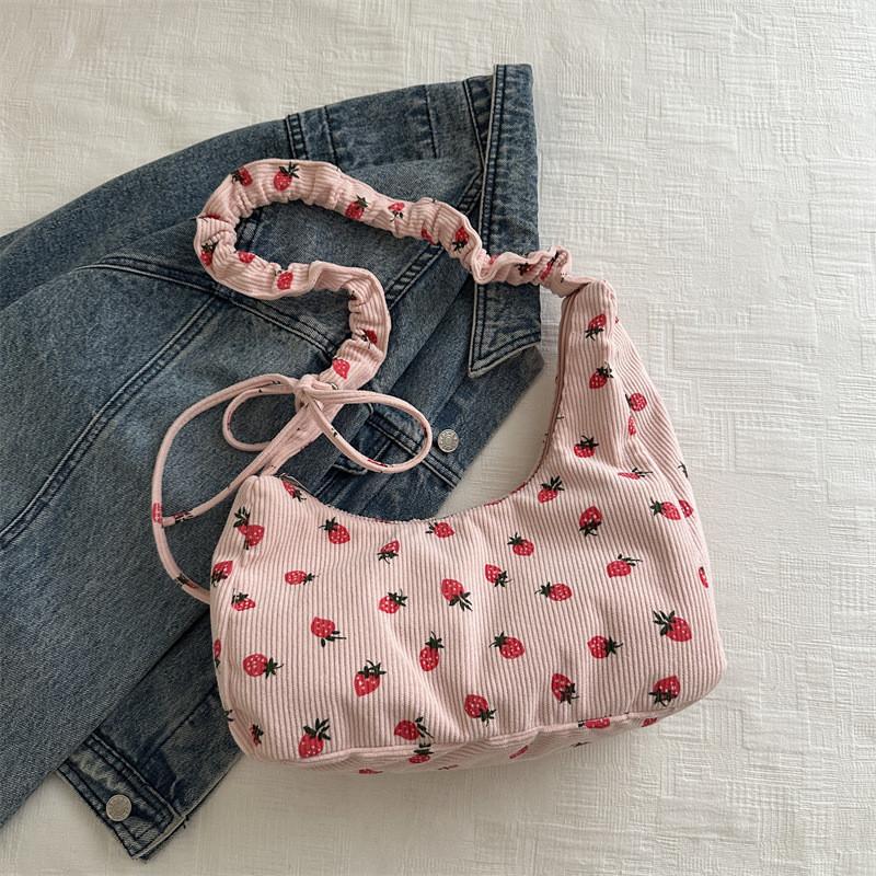 Stylish Summer Casual Corduroy Shoulder Crossbody Bag For Women With Large Capacity розовый