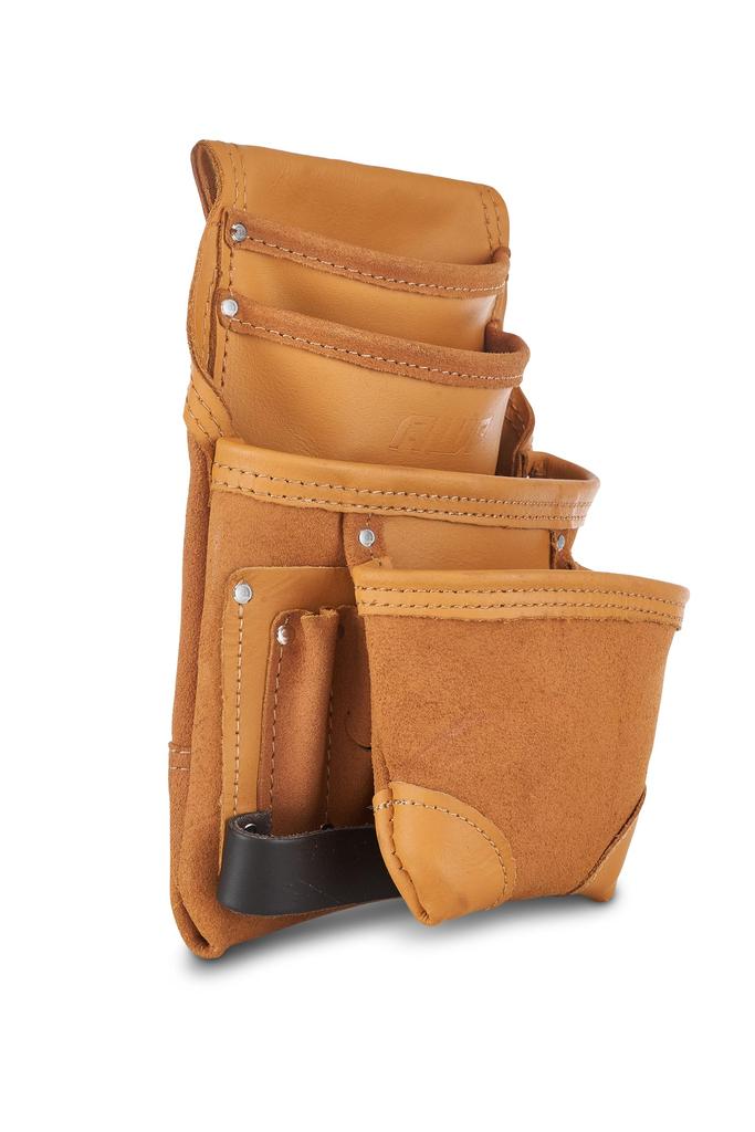 AWP Genuine Leather Premium Tool Organizer for Fits Work Belts up to 3 Inches Professional Toolbox for Efficient Tan Pouch, Multi-Pocket Electricians,
