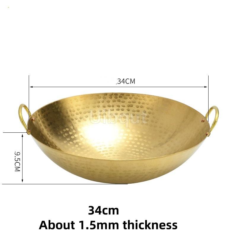 

handmade pure copper frying pan copper wok round bottom pan copper brass healthy uncoated wok cookware cast iron cookware
