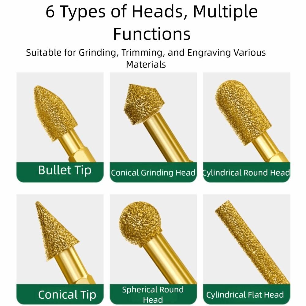 Efficient Abrasive Tool Adamas Rotary Tool Set Coated Grinding Burr  Glass Stone Carving