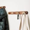1pc Solid Wood Brass Coat Hook, Black Walnut Wood Coat Hanger, Clothing Hooks,Wall Mounted Storage Rack Drilling Installation