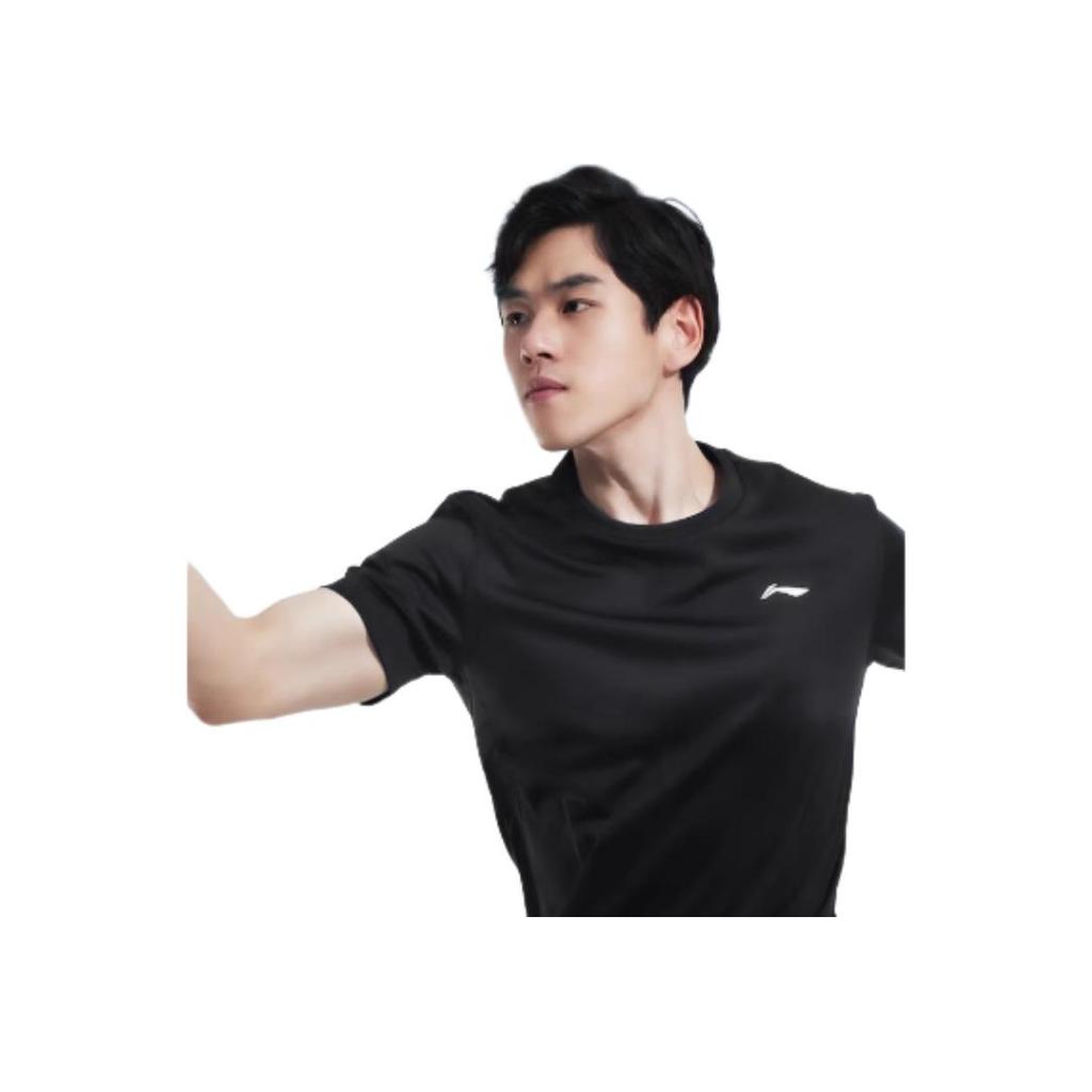 Li-Ning Quick-Drying Breathable Fitness Sports Short Sleeve T-Shirt Men Tops Black ATSP309