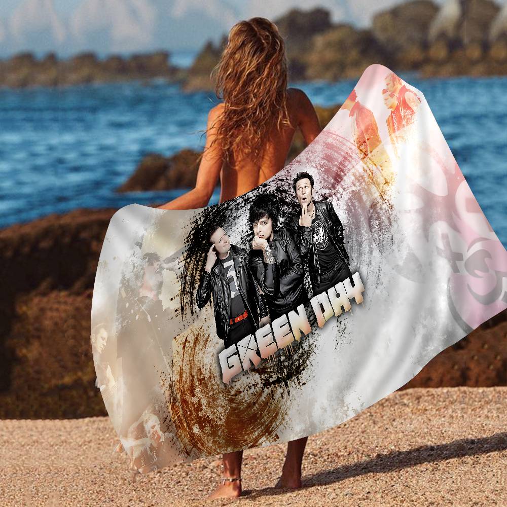 Green Day Music Rock Band Bath Towel Microfiber Soft Water Absorbing Breathable For Girl Kids Decorative Cartoon Beach Towel
