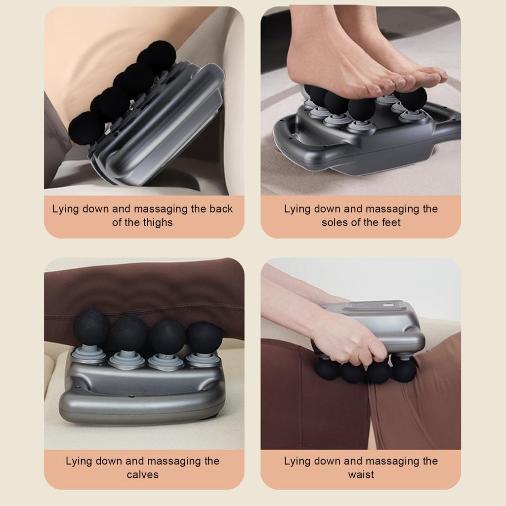 16 Heads Fascia Gun Massager 99 Gears Adjustment Rechargeable Electric Massage Device for Back Shoulder Neck Gray