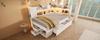 Daybed 90x200 cm White Single Youth Bed, Wood-Based, LED Lighting, USB & Type-C Charging, Shelves & Drawers, incl. Slatted Frame (With Mattress)