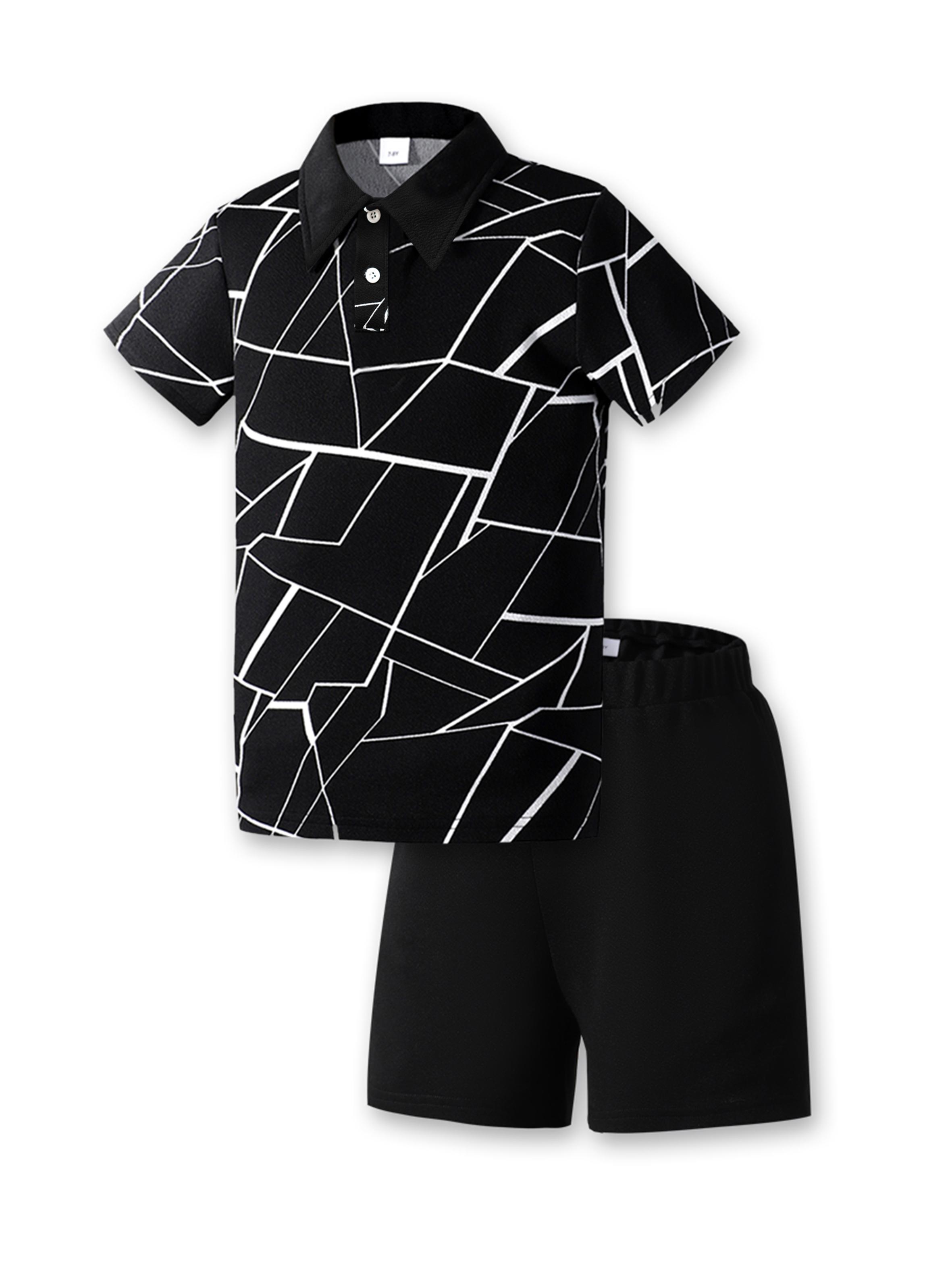 

Summer Fashion Set 2-Piece Casual White Cracked Pattern Short-Sleeve T-Shirt 100