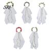 Kids Party Headwear Bridal Veil Lightweight Breathable White Tulle Headband with Bows Flowers Decor Children Versatile Hair Accessory