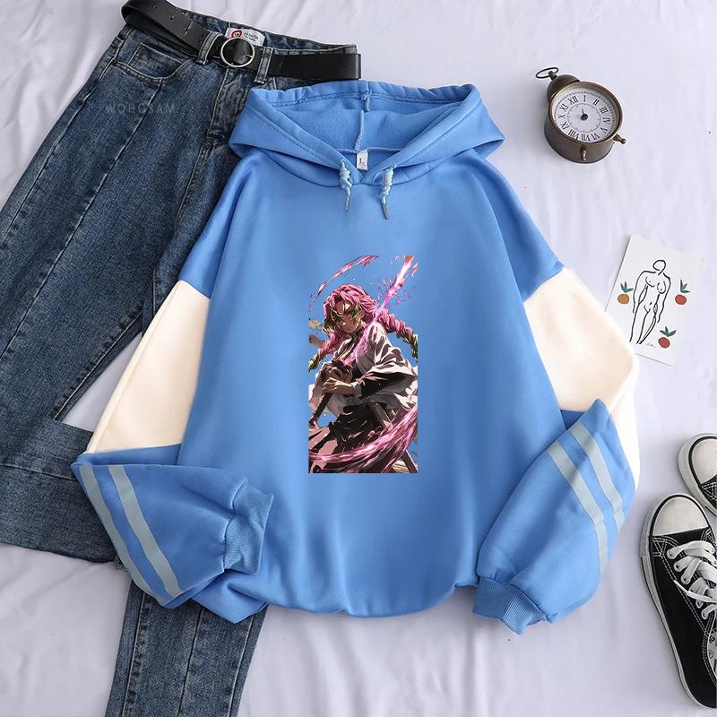 Demon Slayer Kanroji Mitsuri Hoodie Manga Print Sweatshirt Men Women Hip Hop Streetwear Long Sleeve Fleece Hooded Male Clothing