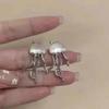 Women Floating Jellyfish Earrings Stud Silver Color Transparent Crystal Cute Deep-Sea Jellyfish Post Earrings Cute Girls Jewelry