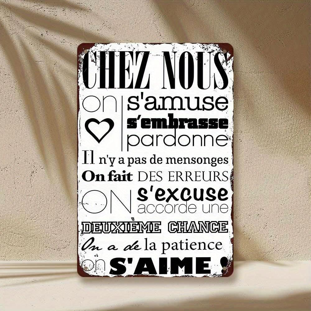 

Vintage French Humor Iron Art Sign Chez Nous SAmuse Retro Wall Decor Perfect for Home Office Club or Outdoor 20x30cm（7.8x11.8inch）