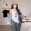Star Zhang Ruonan Sunscreen Shirt Women's Spring Temperament Lazy Large Size Blue Plaid Shirt Long Sleeves