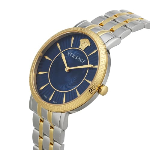 Versace V-Eternal Watch, 37mm, Blue Dial, Sapphire Crystal, Quartz Movement, Swiss Made, VEJL00522, Silver