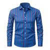 Men's Long Sleeved Shirt, Simple Men's Vertical Stripe Printed Long Sleeved Shirt, Vertical Line Lapel Shirt, European and Ameri
