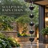 Outdoor Flower Rain Chain for Roof Rainwater, Black Aluminum Hanging Display with Repeating Cups for a Vertical Feature near Gardens and Balconies