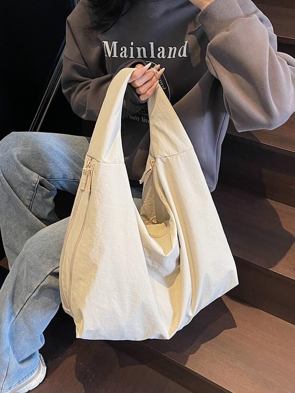 Nylon Casual Shoulder Bag With Zipper Closure For Daily Use