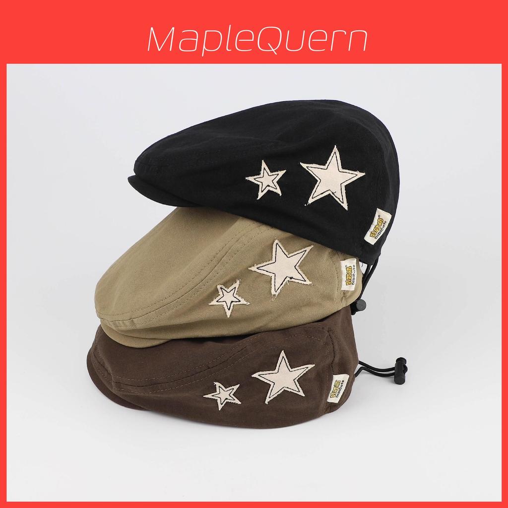 Childrens Beret Hat With Star Patch Adjustable Sun Protection For Toddler Boys Girls