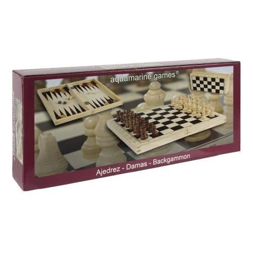 Jeu d'échecs, de Dames et de Backgammon - Aquamarine Games - Compudid CP1070 - Marron - Enfant - Mixte