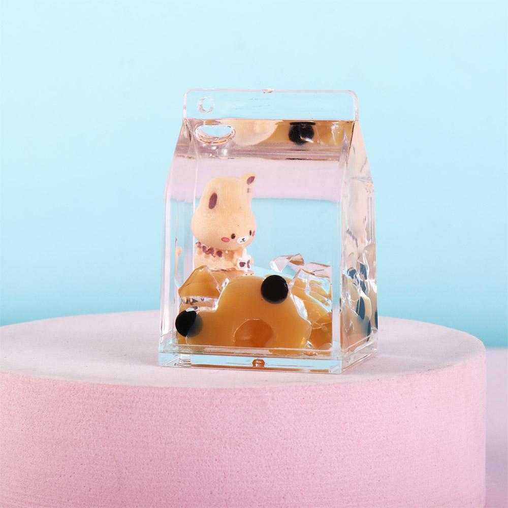 Accessories Milk Tea Cup Bear Keychain Liquid Oil Keyring Bag Pendant Milk Tea Bottle Keyring