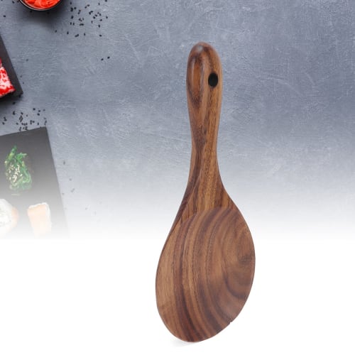 Non-stick Natural Wooden Rice Paddle, Shallow Round Head Rice Spoon, Kufooeyhnc98vm3
