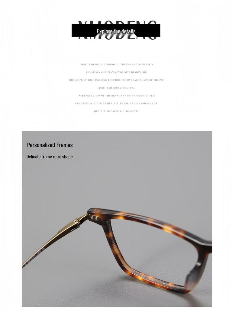 Unisex High-End Pure Titanium Eyeglass Frame for Prescription Myopia - Model 8166