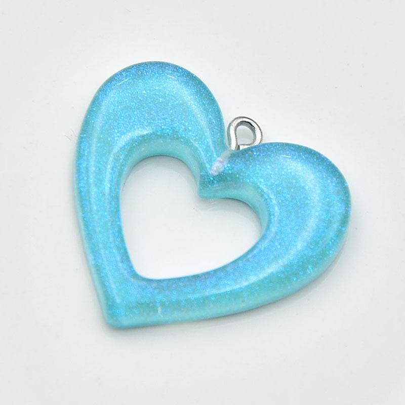 Glitter Resin Heart Keychain Pendant - DIY Jewelry Accessory зелёный