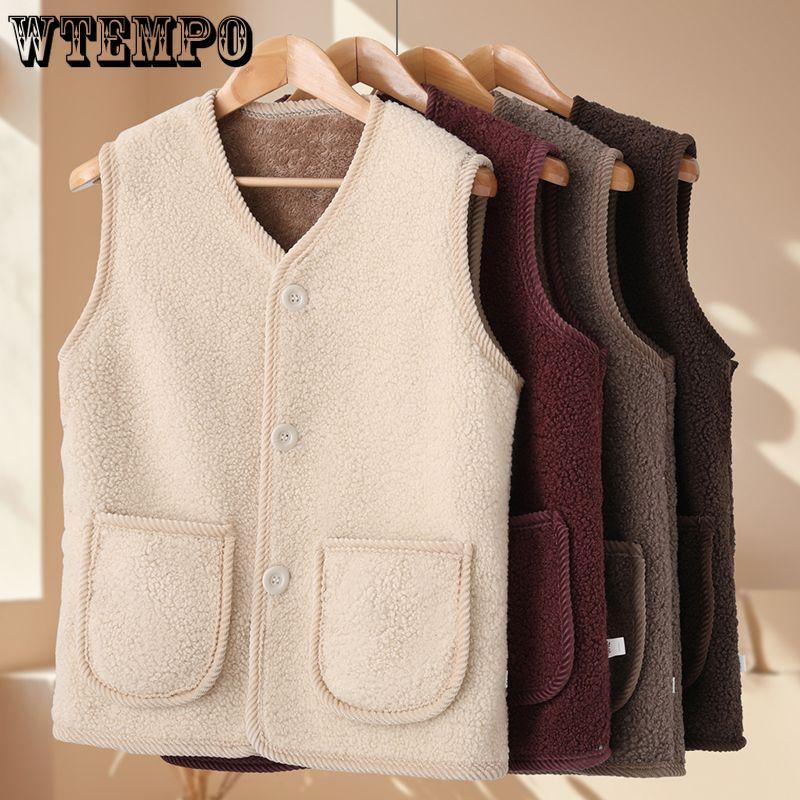 Lamb Coat Vest Women's Waistcoat Autumn and Winter with Fleece Outer Wear Granular Warmth