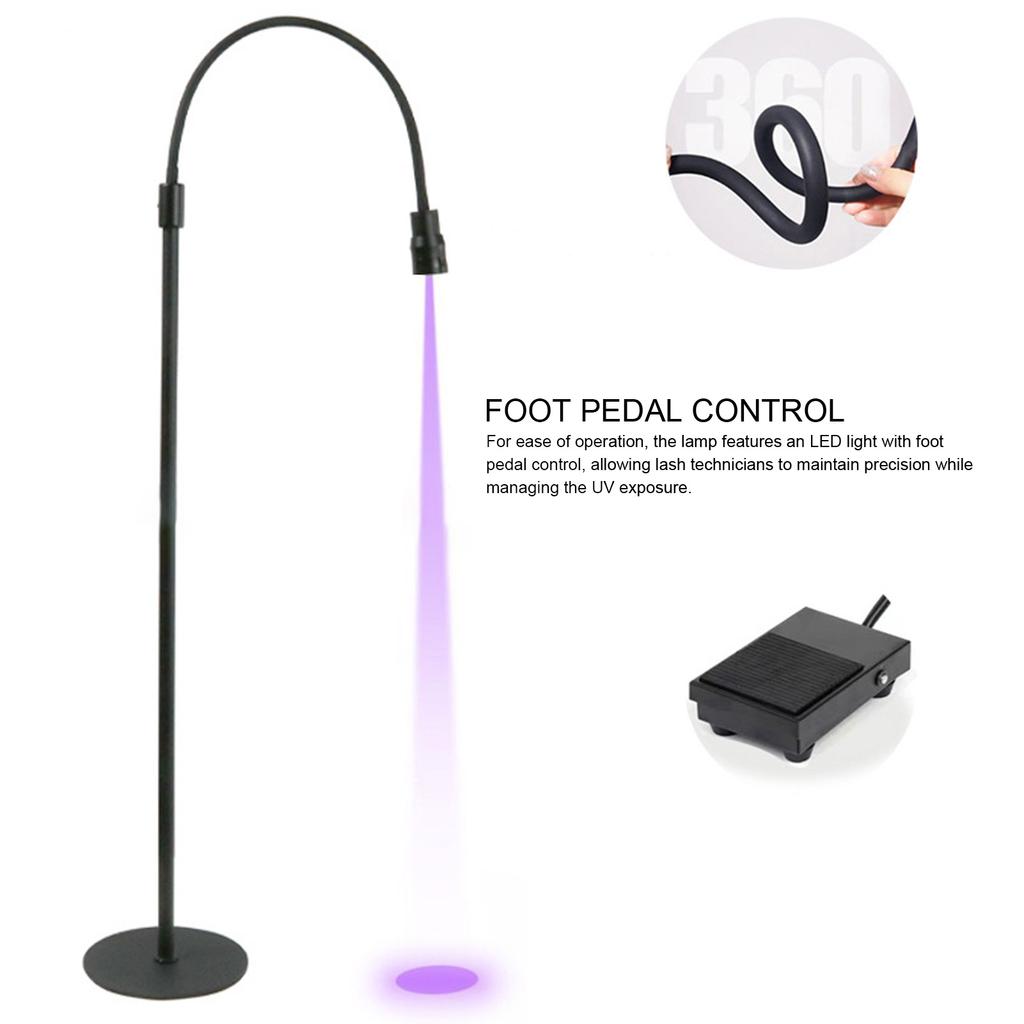 UV Wimpernlicht Verbessert die Wimpern-Langlebigkeit 10W UV-Lampe für Wimpernverlängerungen mit Fußpedalsteuerung für Wimperntechniker für Salon