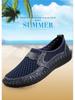 Men's Large Size Summer Breathable Mesh Shoes - Genuine Leather Crocodile Pattern