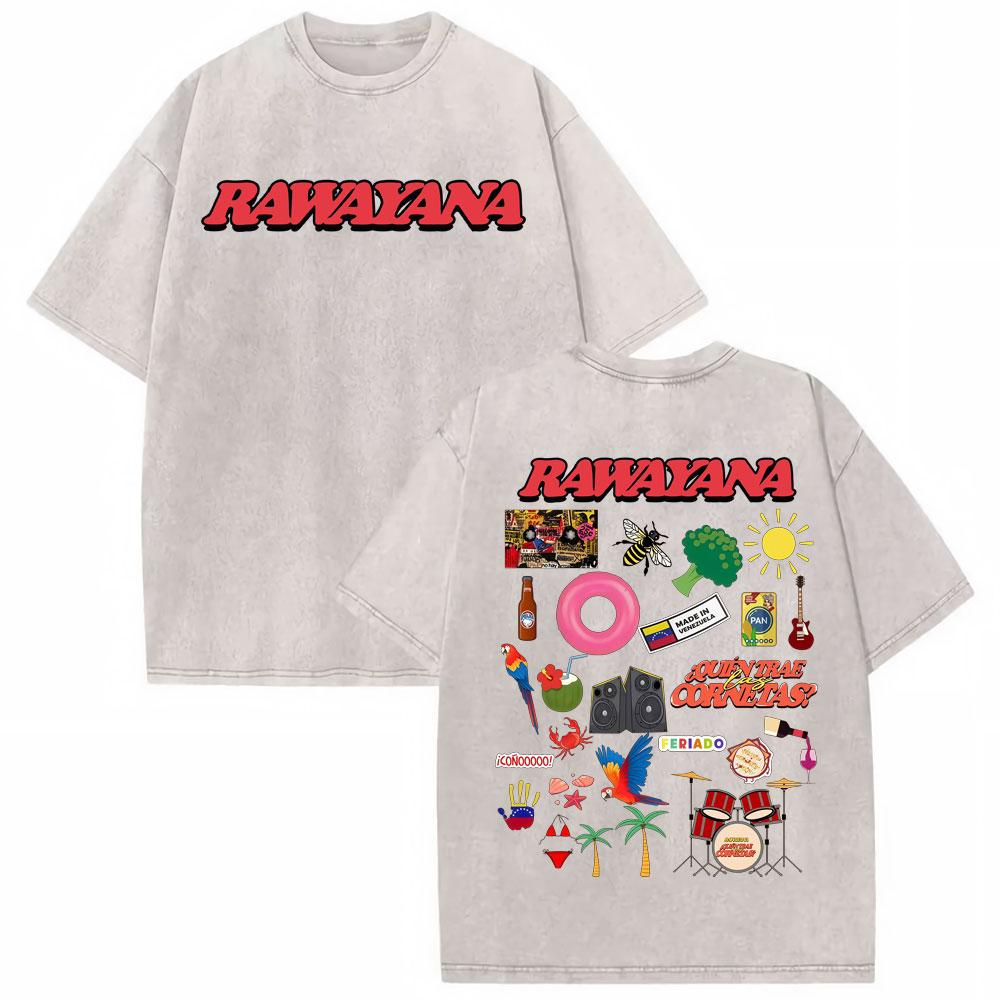 Rawayana Donde Es El After Album Vintage Washed Tshirt Mens Clothing Fashion Gothic Tshirts High Quality Casual Loose T Shirt