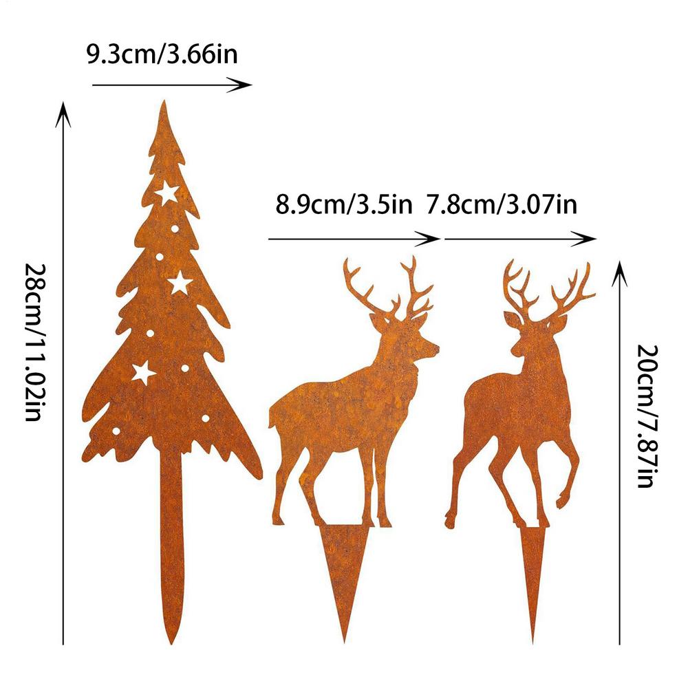 Metal Deer/castle Stakes Decorative Garden Iron Sticks Art Ornament For Outdoor Farmhouse Lawn Christmas Backyard Porch
