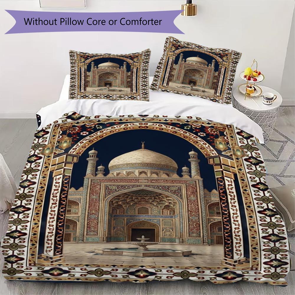 Muslim Pattern Bedding Uilt Set Uilt Cover Pillowcase Home Decoration Birthday Gift (1 * Duvet Cover + 2 * Pillowcase  Without Core)133