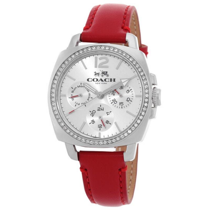 

Женские часы Coach Boyfriend Серебристая нержавеющая сталь Красная кожа 14502171 $225 серебряный