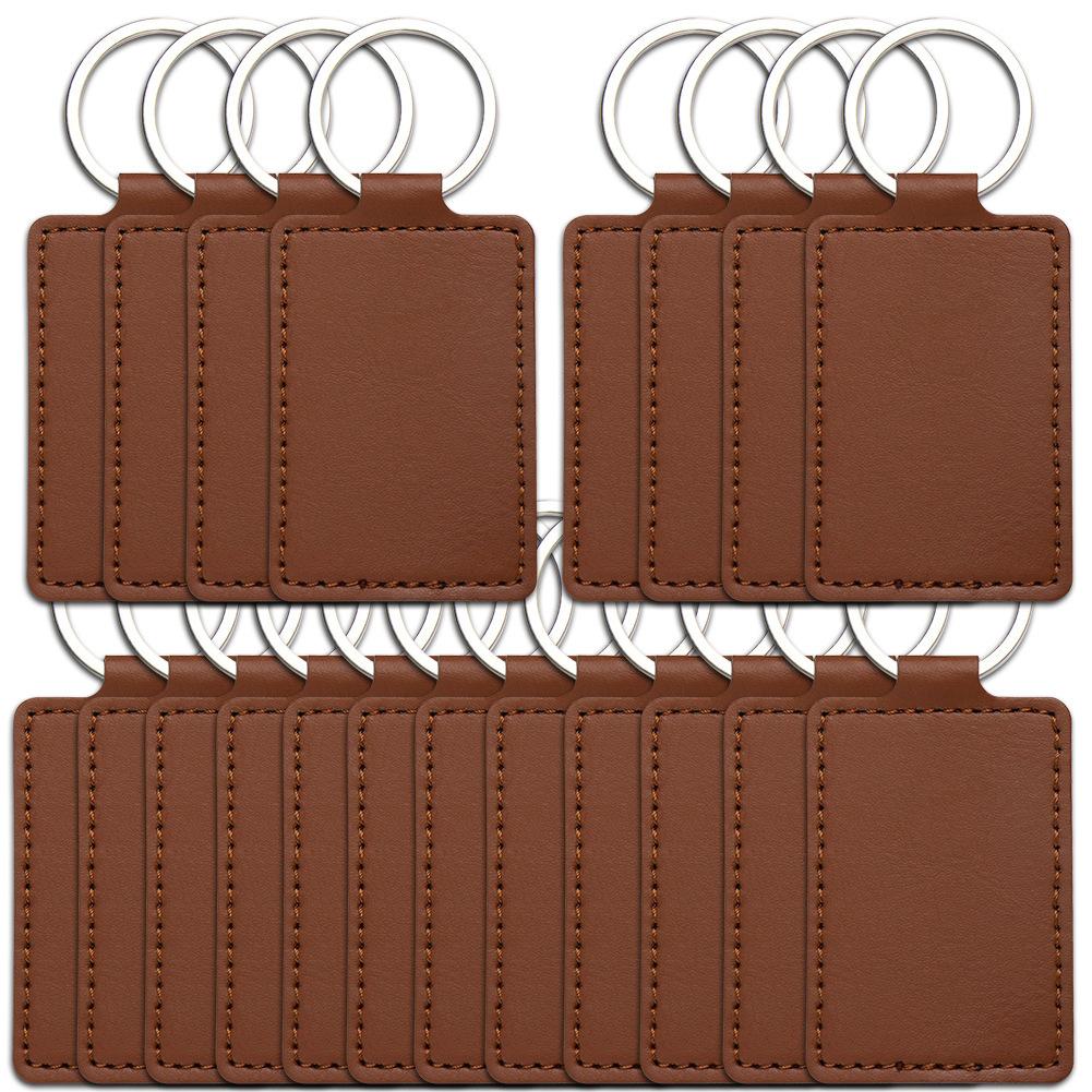 5Pcs PU Leather Keychain 5 Colors Rectangular Leather Key Fob Kit Blanks Leather Keychain Key Chain Gift 5pcs