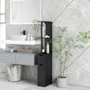 Bathroom Cabinet With 2 Shelves And 2 Cupboards Tall Space Saving Cabinet 15.2x29.8x118 Cm Black