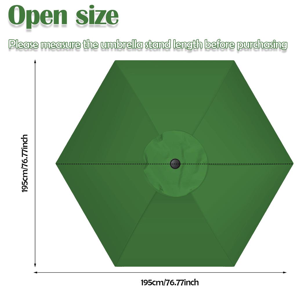 Regenschirm Ersatzbezug 1,95 m Wasserdichter Sonnenschirm Ersatzstoff Outdoor Terrassen Sonnenschutz Zubehör für 6 Speichen Sonnenschirm