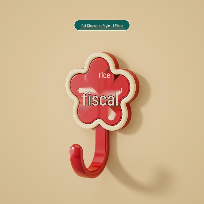 Red Festive New Year Wealth & Prosperity Adhesive Door Hook for Housewarming, No-Drill Installation