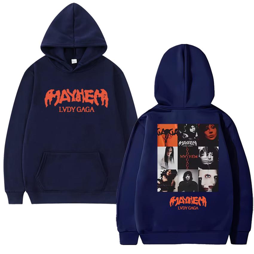 

Высококачественное худи унисекс Lady Gaga 2025, новый альбом Mayhem Graphics, черное, винтажное, повседневное, уличная одежда, мужское, женское, флисовая толстовка 3XL