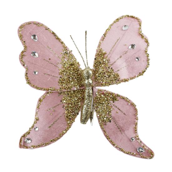 Fabric Glitter Butterfly Ornament Artificial Butterfly Christmas Tree Hanging Decoration for Ceiling Wall Tree Wreath Decor