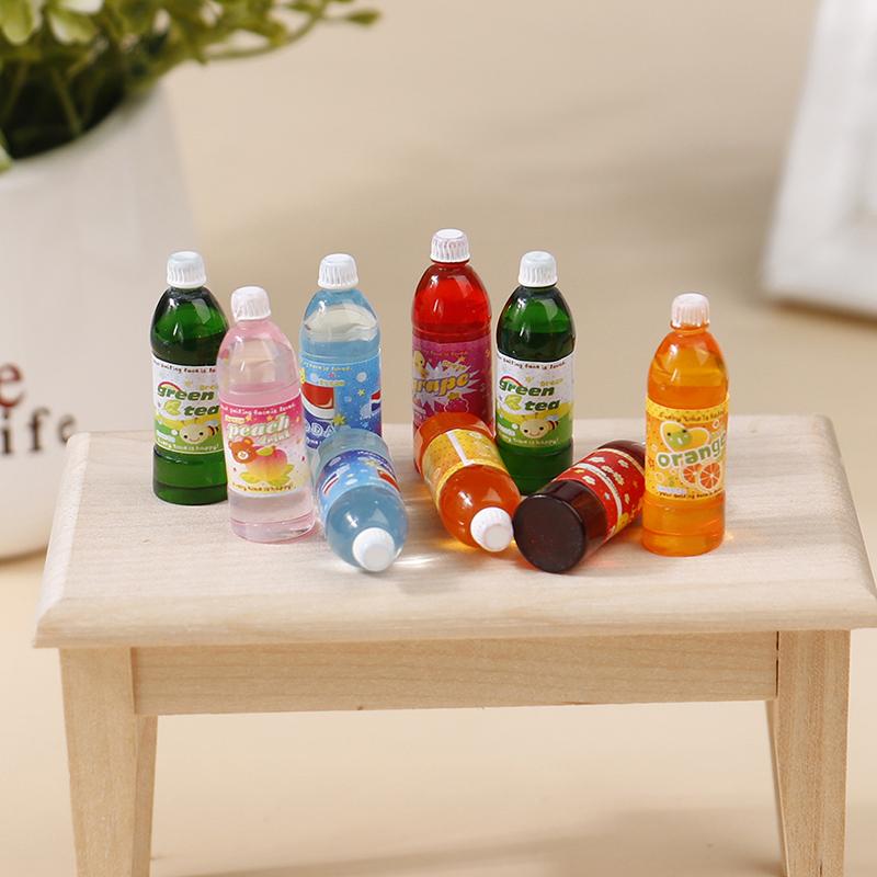 5Pcs Dollhouse Miniature Food Play Cartoon Soda Fruit Juice Drink Model Prop Set