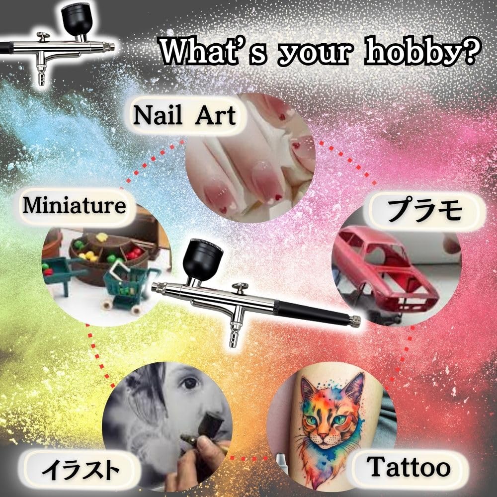 MORABLU 0.3mm Single Action Gravity Airbrush with 3 Cups for Nail, Model Painting, and More