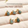 Gold-Plated 925 Silver Blue Jade Gourd Pendant Bracelet Charm