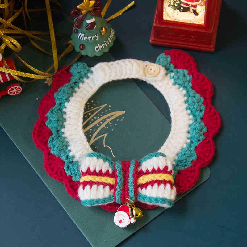 Handmade Knitted Wool Pet Scarf: Christmas Collar & Bib for Cats and Dogs