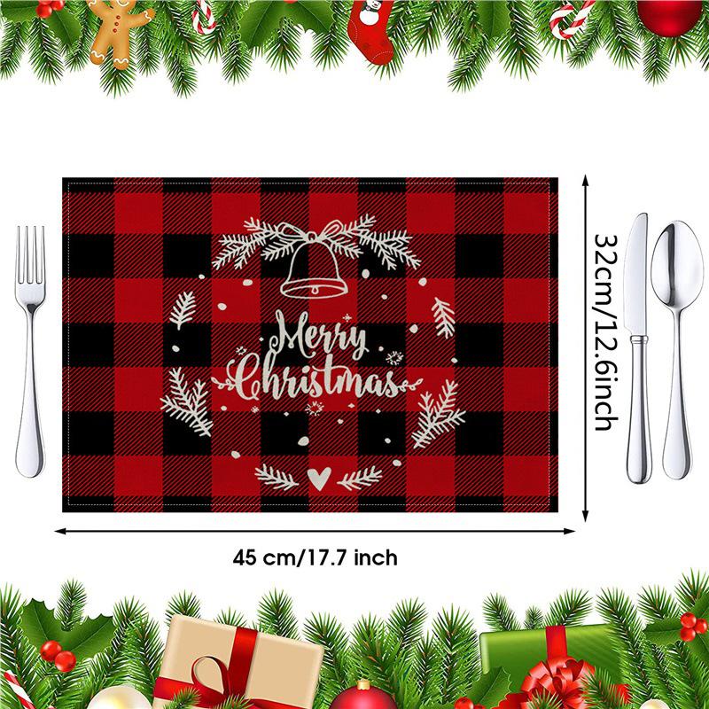 Christmas Cotton Linen Placemats - Heat Insulation Mats for Dining Table