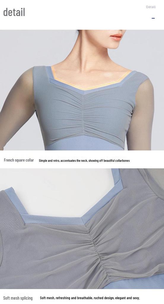 Women's Long Sleeve Square Neck Dancewear Ballet Latin Gymnastics Outfit