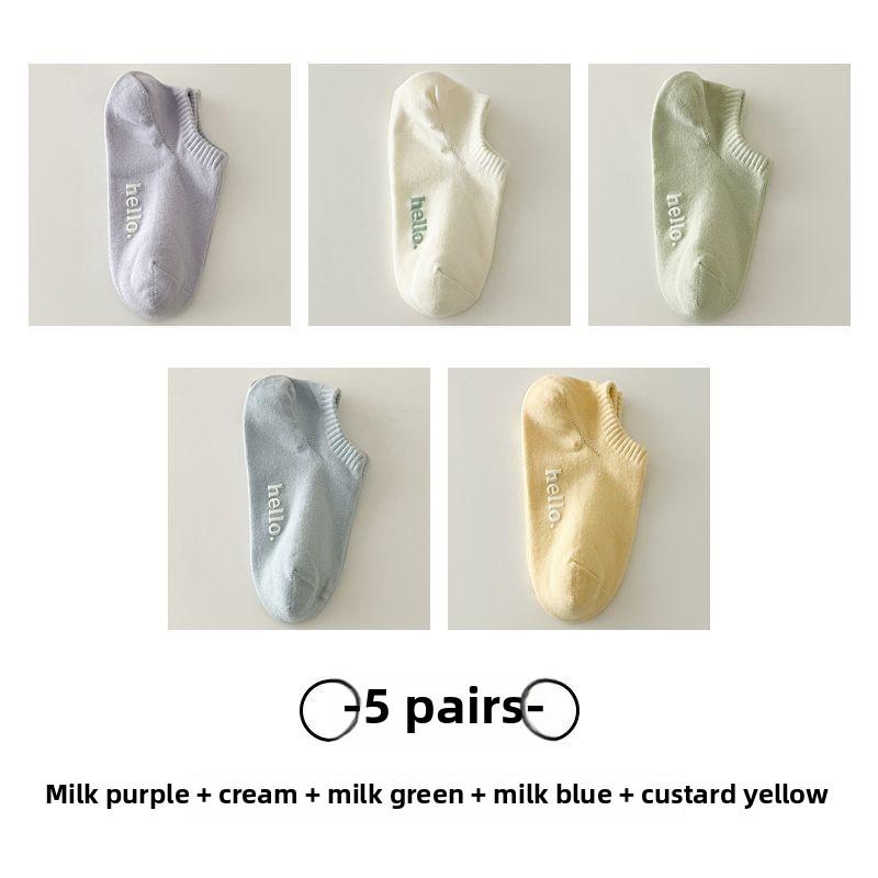 

5 пар женских тонких носков с надписью «Handless» из хлопка и дышащей пяткой на весну и лето 5 Pairs