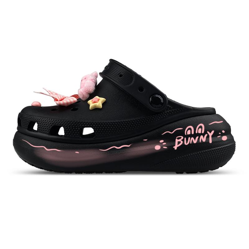 Crocs Crush Clog EVA bunny Bonnie Rabbit Pink Girl's Heart Dopamine Gift Box Edition Hole Shoes Unisex Same Black