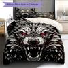 Red-Eyed Wolf  Pattern Bedding Quilt Set Quilt Cover Pillowcase Home Decoration  Gift (1 * Duvet Cover + 2 * Pillowcase, Without Core)