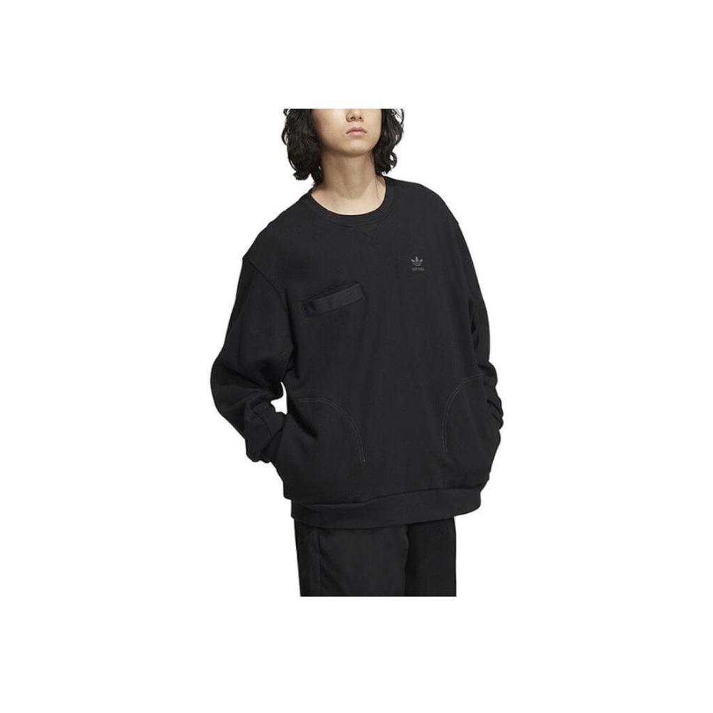 Adidas Originals Trefoil Solid Crew Neck Sweatshirt Men Tops Black IC8159