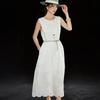 Wudao 100% Linen Resort Style Embroidered Dress